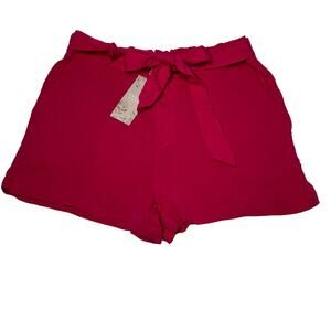 Emery Rose Shorts Womens Hot Pink SZ L High Rise with Belt Barbie Barbiecore NWT